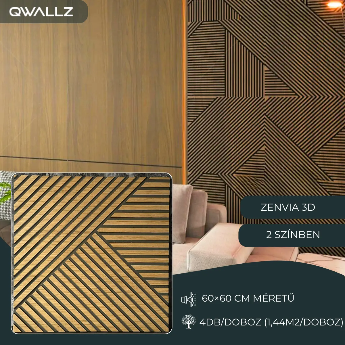 Zenvia 3D Akusztikus falpanel 60x60 termékkép