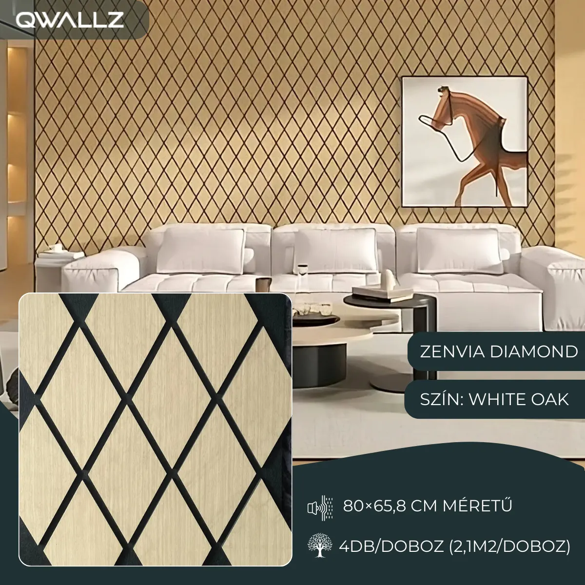 Zenvia Diamond Akusztikus falpanel termékkép White Oak
