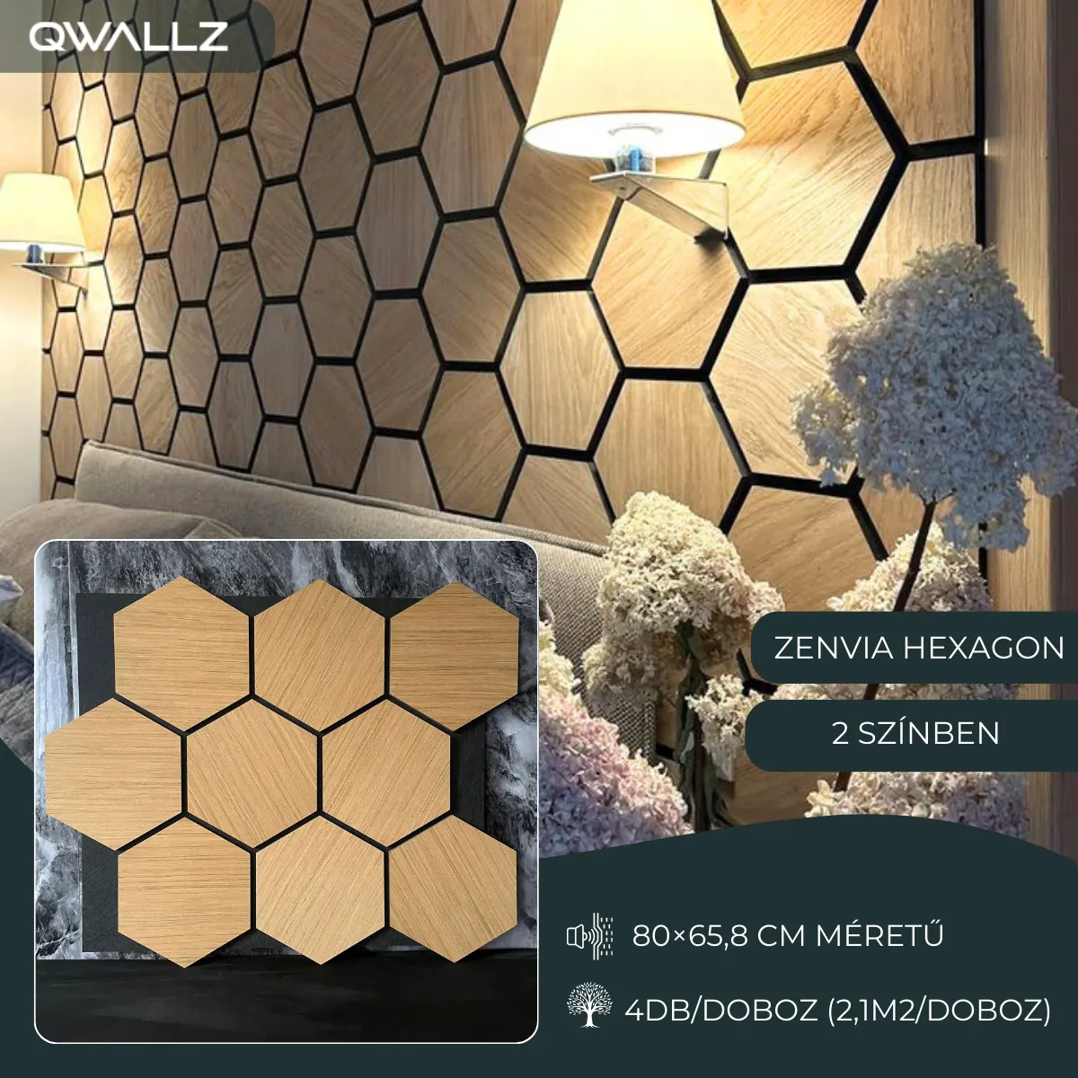 Zenvia Hexagon Akusztikus falpanel termékkép