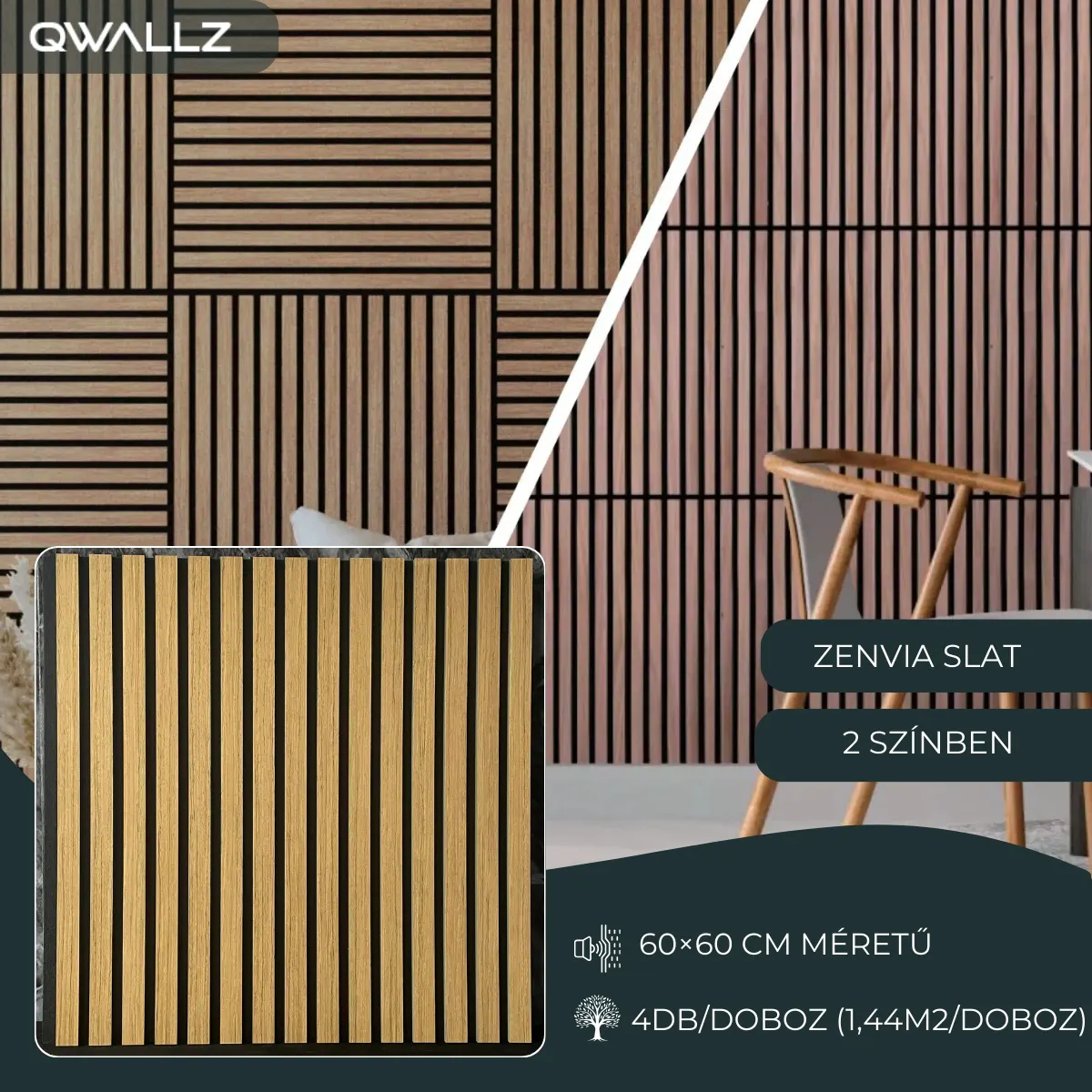 Zenvia Slat Akusztikus falpanel 60x60 termékkép