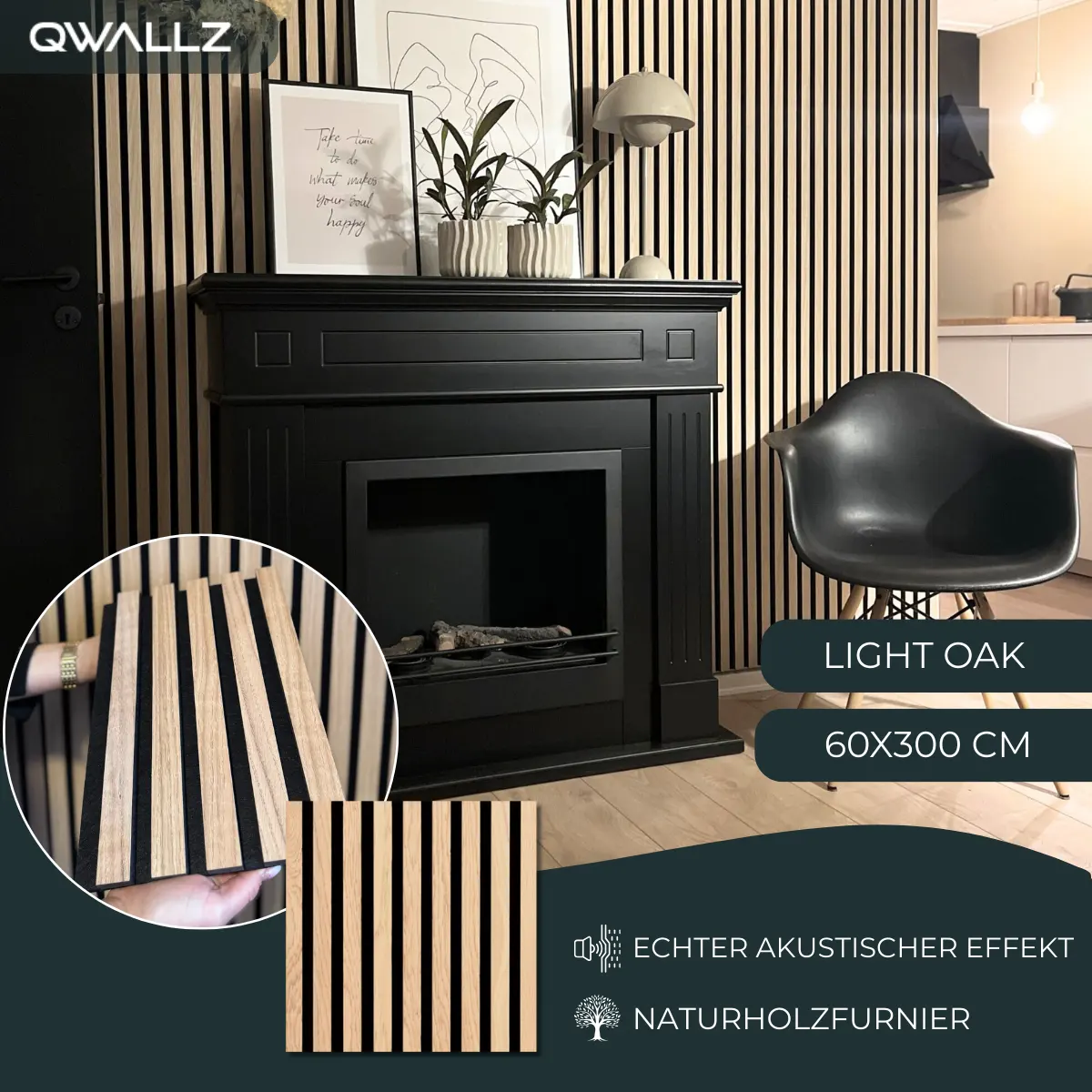 Akustik Wandpaneele MAX Light Oak 60x300cm