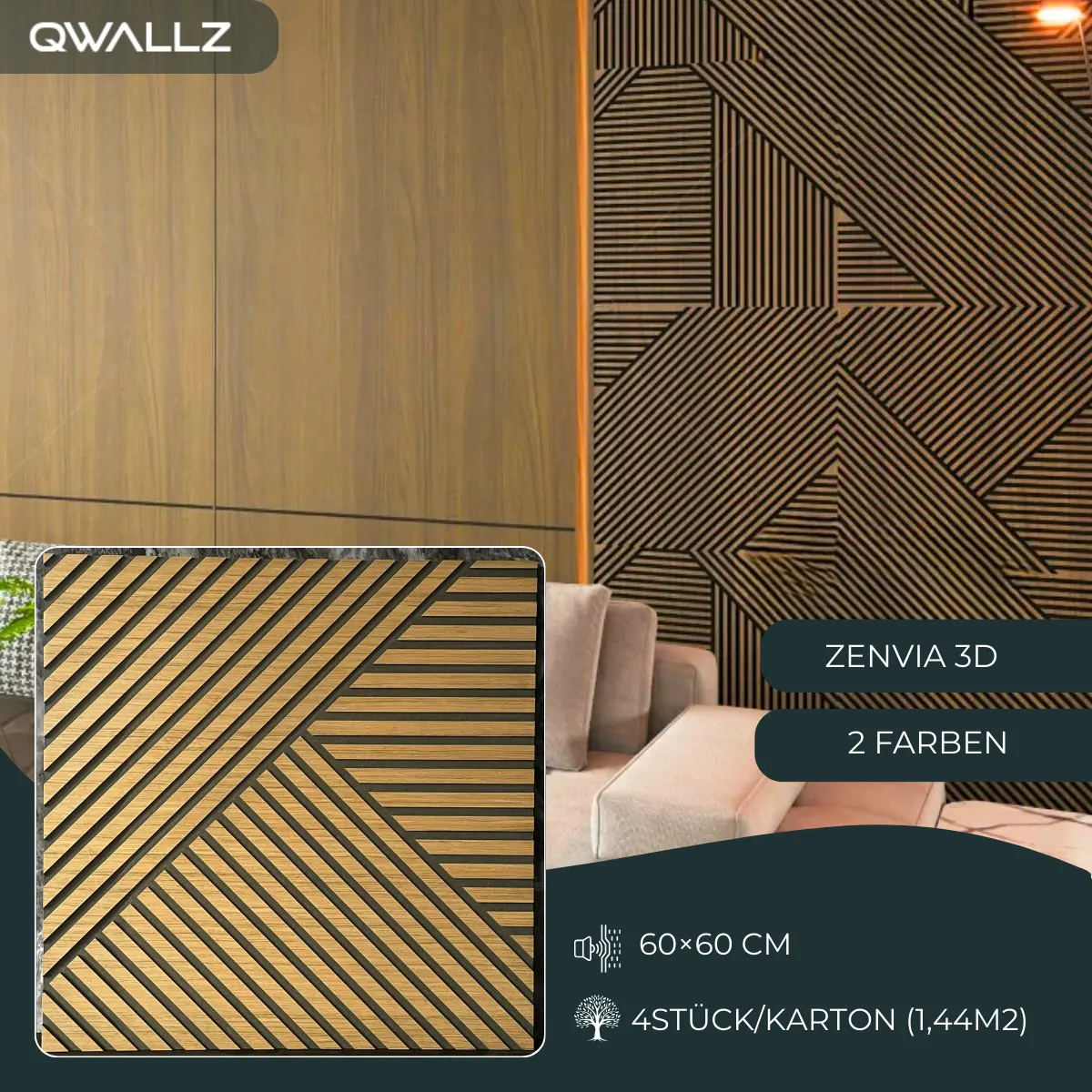 Zenvia 3D-Akustik-Wandpaneel 60x60 Produktbild