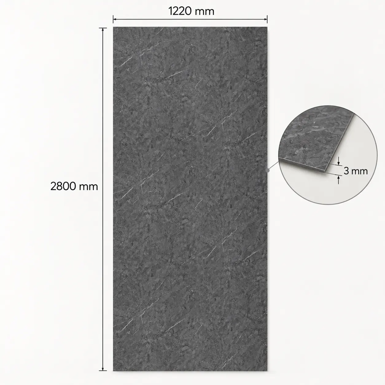 Silver Stone SM-8009 SPC falpanel méretei: 122 × 280 cm, 3 mm vastag