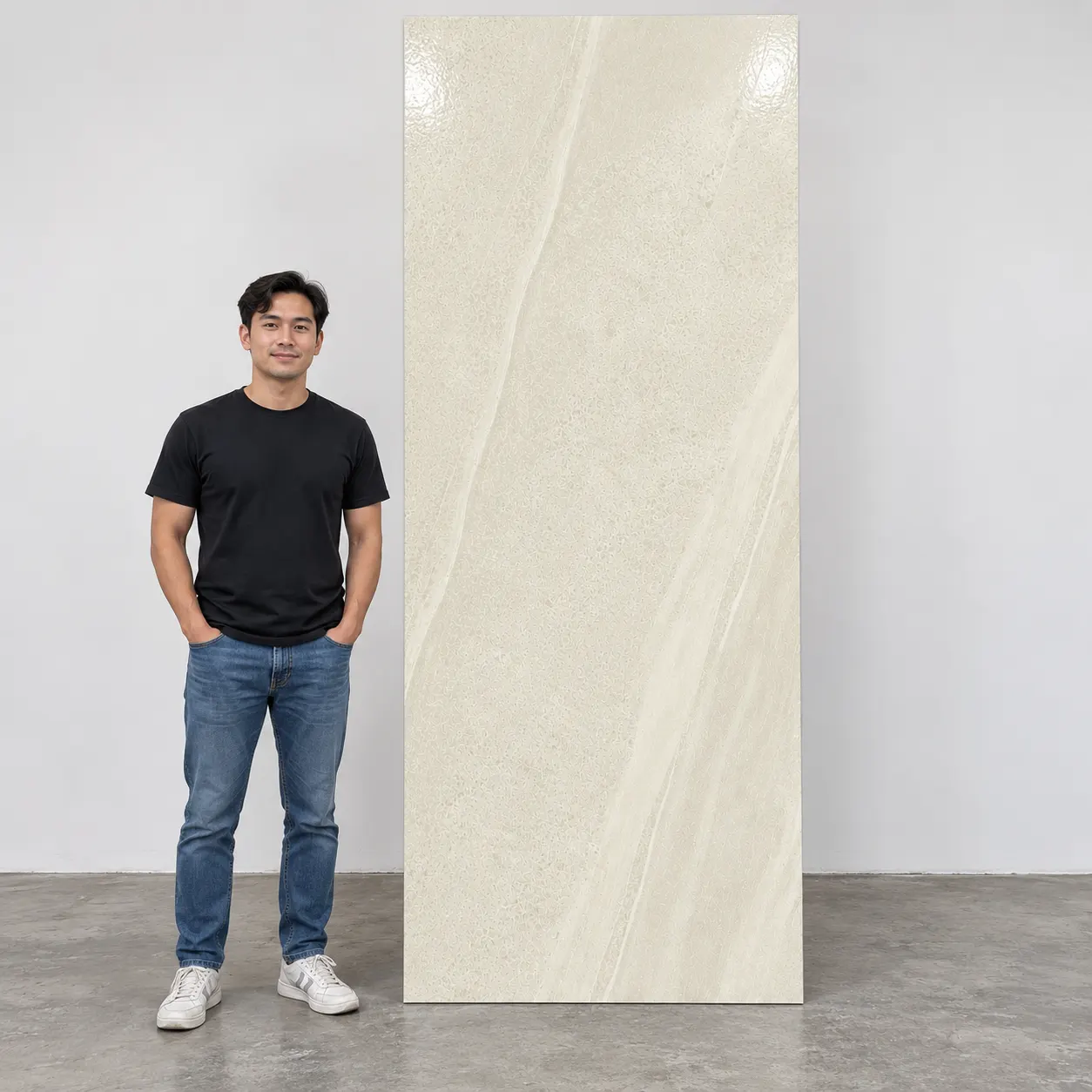 Ivory Stone SM-8015 SPC falpanel méretaránya felnőtt ember mellett