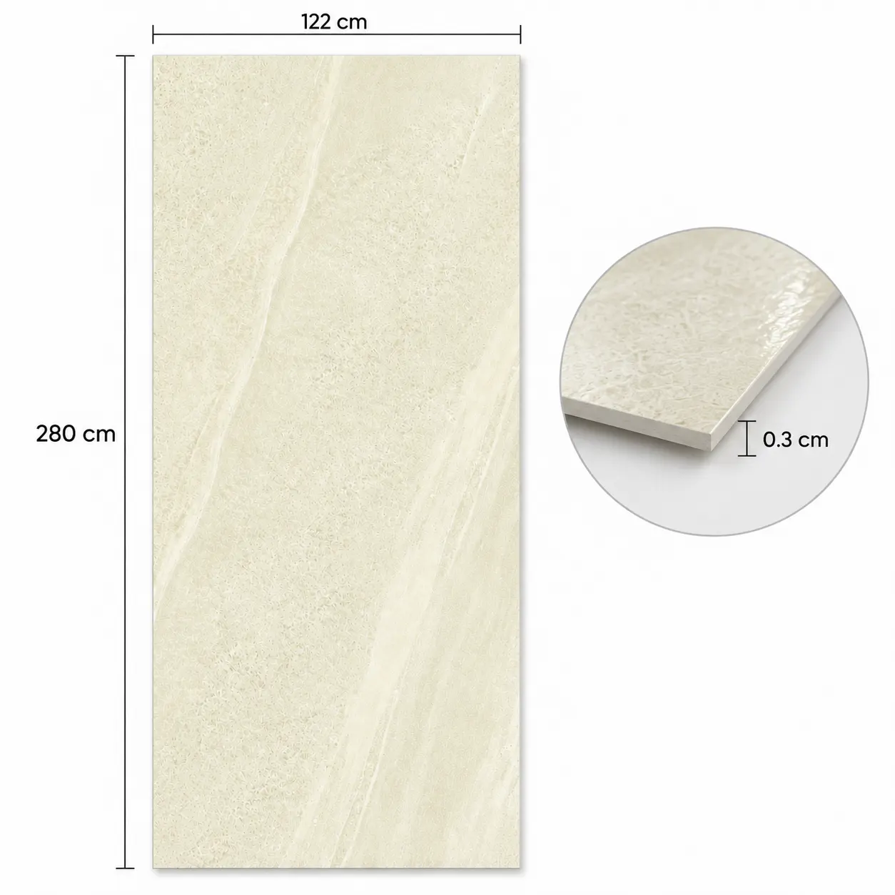 Ivory Stone SM-8015 SPC falpanel méretei: 122 × 280 cm, 3 mm vastag