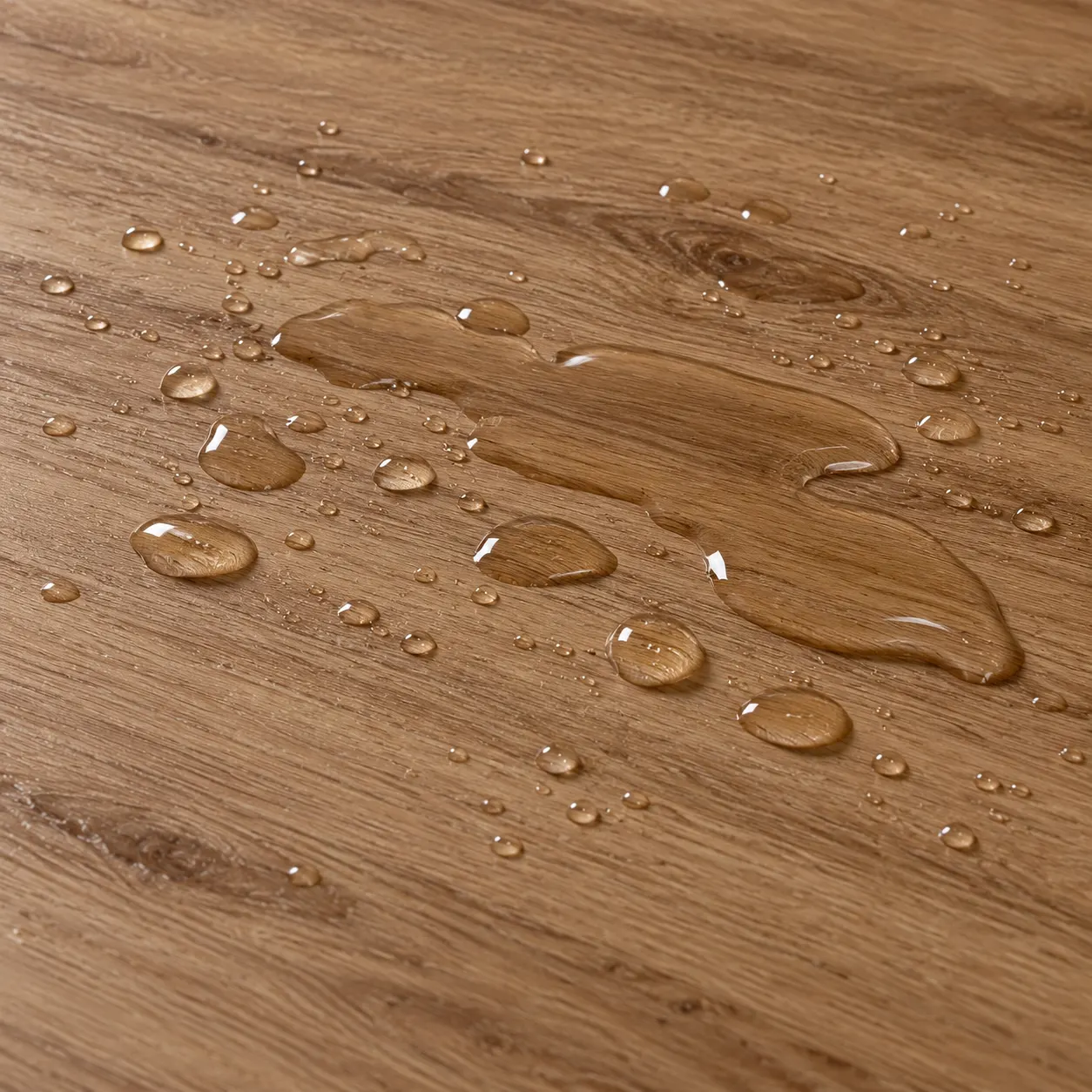 Vízálló Wood Series MX05 fahatású falpanel felülete vízcseppekkel